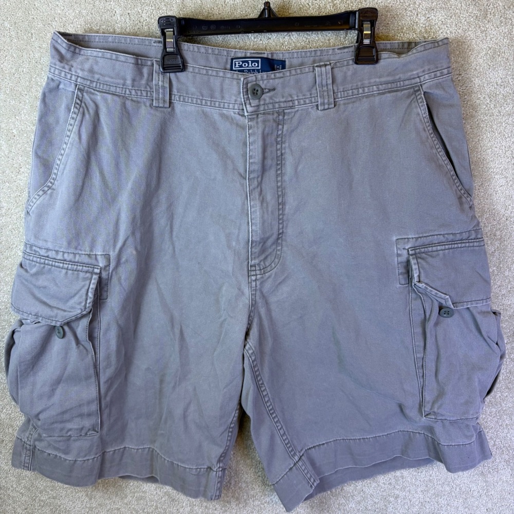 Polo Ralph Lauren Cargo Shorts Mens 36x10 Gray Cotton Twill Utility 67 Chino